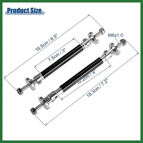 Motoforti Universal 3 "-4" سبائك ألومنيوم قابلة للتعديل 75 مم مصد أمامي للشفاه ناشر دعامة قضبان ربط قضبان دعم مقسمة سوداء - عبوة من 2 طويلة الأمد in Saudi Arabia