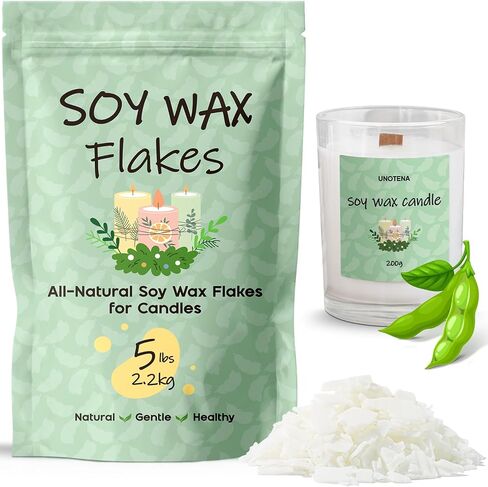 UNOTENA Soy Wax Flakes, Natural Candle Wax, Organic Soy Wax for Candle Making from Farm, No Additives, Harmless and Pure [ 5LBS ] in Saudi Arabia