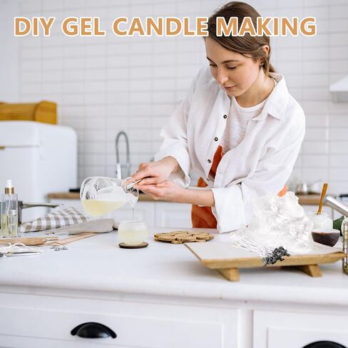 4.4lb Gel Wax for Candle Making, DIY Clear Wax Gel Candle Wax, Handmade Jelly Wax Gel Candle for Candle Making with 50pcs Wicks and 60pcs Candle Wick Stickers(2.2 lb x 2 Bags) in Saudi Arabia