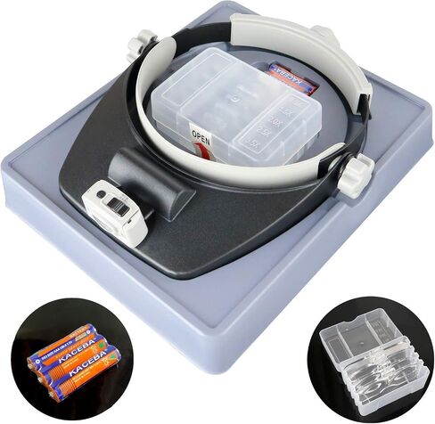 Beileshi Head Mounted Magnifier,1x-6x,8X Head Magnifying Glass with LED Light with Cold and Warm Light Source, Professional Jeweler's Loupe Light in Kuwait