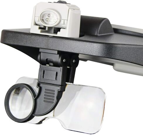 Beileshi Head Mounted Magnifier,1x-6x,8X Head Magnifying Glass with LED Light with Cold and Warm Light Source, Professional Jeweler's Loupe Light in Kuwait