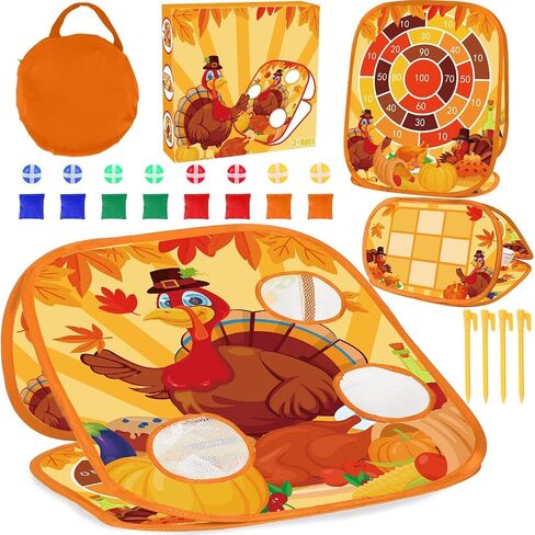 Bean Bag Toss Game for Kids 3 in 1 Carnival Cornhole Game Set,Sticky Ball Toss,Tic Tac Toe,Toddlers Outdoor Lawn Toys for Family Activities Gifts for 3 4 5 6 Year Old Boys Birthday Thanksgiving in Saudi Arabia