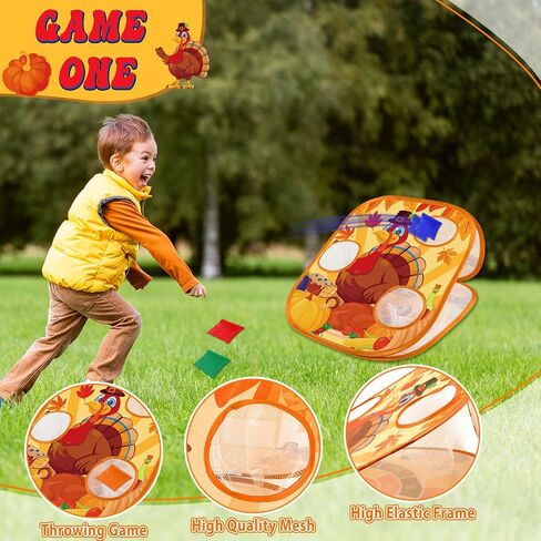 Bean Bag Toss Game for Kids 3 in 1 Carnival Cornhole Game Set,Sticky Ball Toss,Tic Tac Toe,Toddlers Outdoor Lawn Toys for Family Activities Gifts for 3 4 5 6 Year Old Boys Birthday Thanksgiving in Saudi Arabia