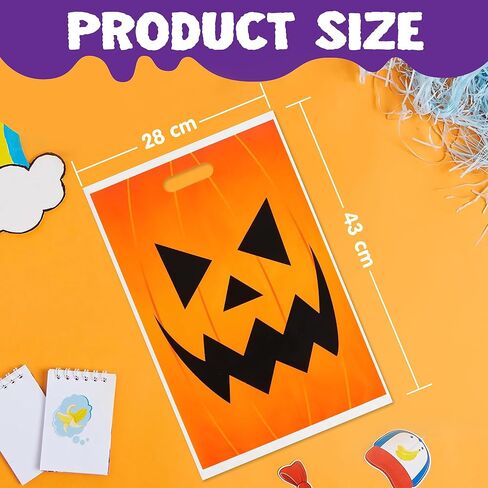 JOYIN 72 Pcs Halloween Goodie Bags, Pumpkin Plastic Candy Bags for Kids Trick or Treating, Halloween Jack o' Lantern Trick or Treat Bags for Halloween Snacks Party Favors, Treats Party Supplies in Saudi Arabia