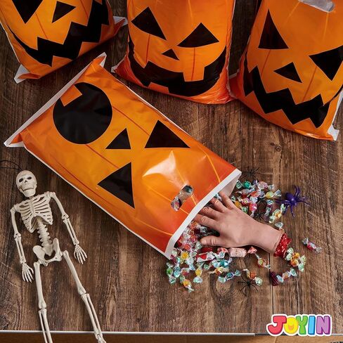 JOYIN 72 Pcs Halloween Goodie Bags, Pumpkin Plastic Candy Bags for Kids Trick or Treating, Halloween Jack o' Lantern Trick or Treat Bags for Halloween Snacks Party Favors, Treats Party Supplies in Saudi Arabia