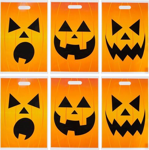 JOYIN 72 Pcs Halloween Goodie Bags, Pumpkin Plastic Candy Bags for Kids Trick or Treating, Halloween Jack o' Lantern Trick or Treat Bags for Halloween Snacks Party Favors, Treats Party Supplies in Saudi Arabia