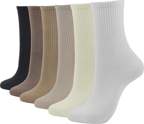 BenSorts Women Crew Sock Casual Cotton Calf Socks 6 Pairs Size 5-11 in Kuwait