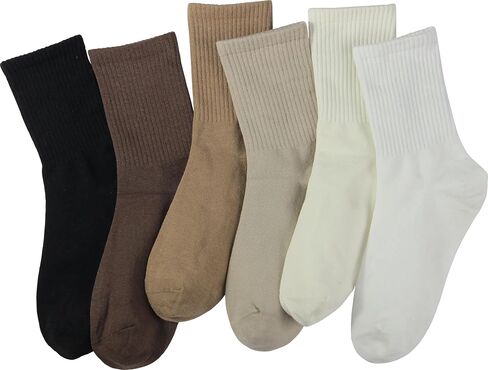 BenSorts Women Crew Sock Casual Cotton Calf Socks 6 Pairs Size 5-11 in Kuwait