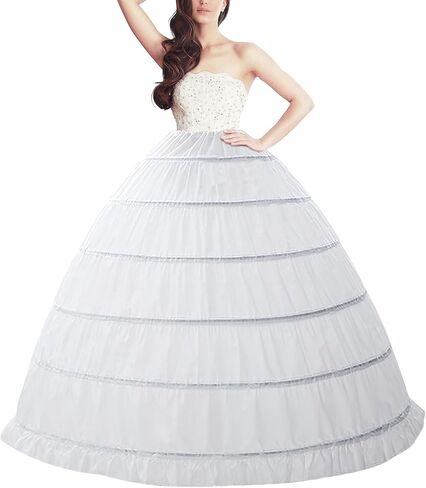 Women Crinoline Petticoat A-line Hoop Underskirt Full Slip Skirt Ball Gown Petticoats for Wedding Dress White in Saudi Arabia