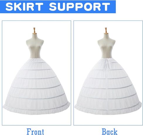Women Crinoline Petticoat A-line Hoop Underskirt Full Slip Skirt Ball Gown Petticoats for Wedding Dress White in Saudi Arabia