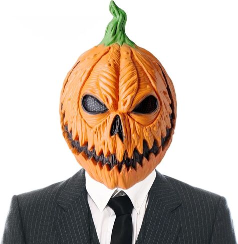 Spooktacular Creations Halloween Pumpkin Head Mask, Scary Pumpkin Heads for Photoshoot, Creepy Face Latex Mask for Kids Boys Girls Adult Halloween Cosplay Costume Accessories, Novelty Masquerade Party in Saudi Arabia
