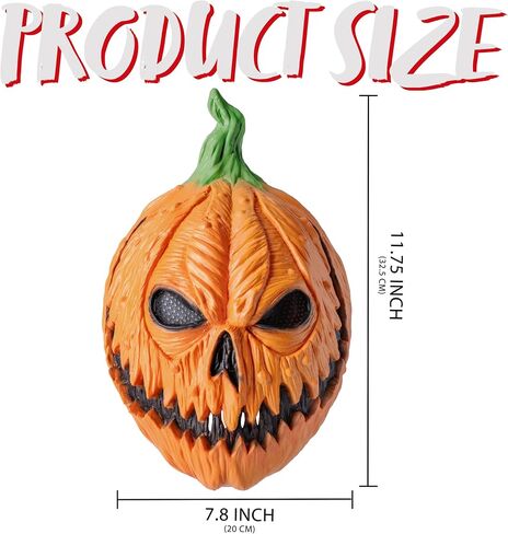 Spooktacular Creations Halloween Pumpkin Head Mask, Scary Pumpkin Heads for Photoshoot, Creepy Face Latex Mask for Kids Boys Girls Adult Halloween Cosplay Costume Accessories, Novelty Masquerade Party in Saudi Arabia