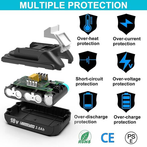 WORTHMAH BL1860 6.0Ah 18 Volt Battery Replacement for Makita 18V Battery with LED Indicator BL1815 BL1860 BL1830 BL1850B-2 LXT-400 Cordless Power Tools,2 Packs with 1 Carpenter Pencil in Saudi Arabia