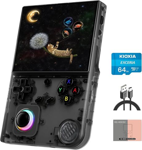 RG40XX V Linux OS Portable Game Console 64GB Storage 4.0-inch IPS Display H700 Quad-Core Bluetooth 4.2 3200mAh Battery 16M RGB Lighting(White) in Kuwait