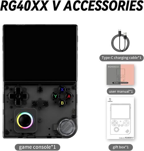 RG40XX V Linux OS Portable Game Console 64GB Storage 4.0-inch IPS Display H700 Quad-Core Bluetooth 4.2 3200mAh Battery 16M RGB Lighting(White) in Kuwait