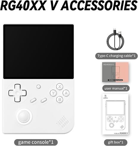 RG40XX V Linux OS Portable Game Console 64GB Storage 4.0-inch IPS Display H700 Quad-Core Bluetooth 4.2 3200mAh Battery 16M RGB Lighting(White) in Kuwait