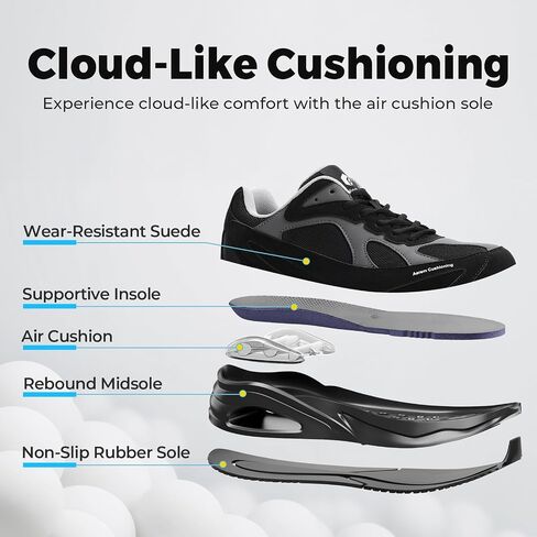 FitVille Extra Wide Walking Shoes for Men Wide Width Air Cushion Sneakers Gym Workout Shoes for Plantar Fasciitis - HeelAero V1 in Saudi Arabia