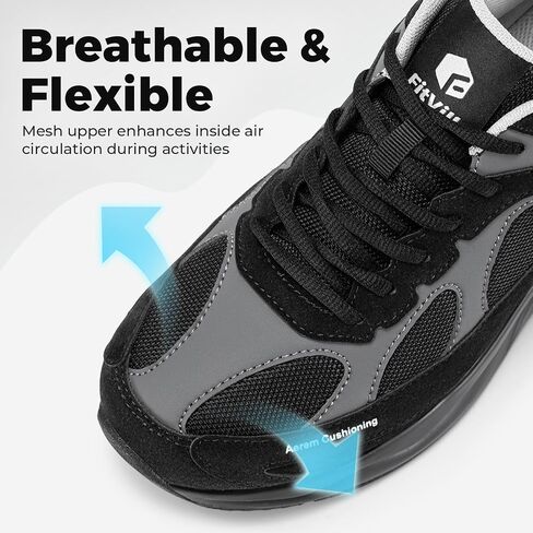 FitVille Extra Wide Walking Shoes for Men Wide Width Air Cushion Sneakers Gym Workout Shoes for Plantar Fasciitis - HeelAero V1 in Saudi Arabia