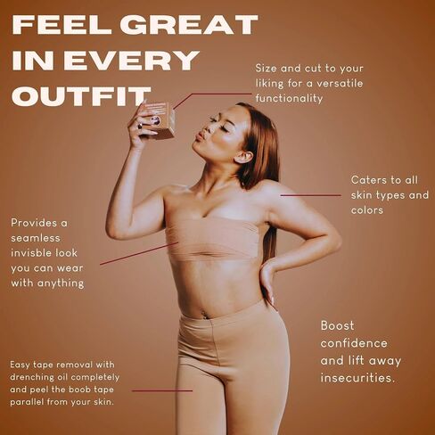 Boob Tape, Instant Breast Lift, Nude Body Tape, 8 Hr Sweatproof Push Up Nipple Tape, Bra and Body Tape (5 Ft Roll) in Saudi Arabia