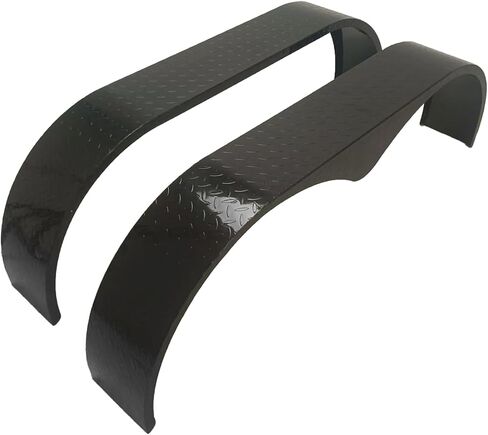 2Pcs Trailer Fenders, 66" x 9.1" x 20" Tandem Round Trailer Fenders, Heavy Duty Steel Double Axle Trailer Fenders Compatible with 13-15 Inch Wheels, Grey in Saudi Arabia