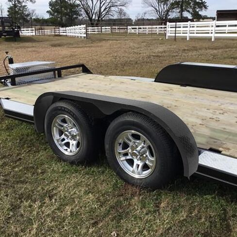 2Pcs Trailer Fenders, 66" x 9.1" x 20" Tandem Round Trailer Fenders, Heavy Duty Steel Double Axle Trailer Fenders Compatible with 13-15 Inch Wheels, Grey in Saudi Arabia