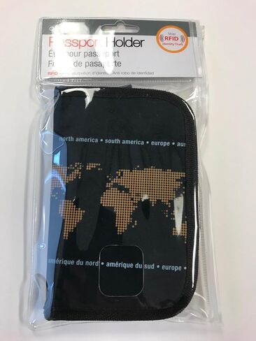 ORB Travel-WP542-T-Neon Earth-Black/Tangerine-RFID Blocking Zippered Passport Travel Document Wallet Case Cover in Saudi Arabia