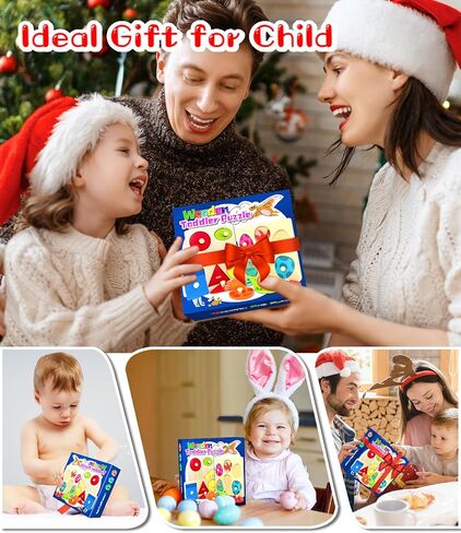 Wooden Peg Puzzle for Toddlers,Montessori Toys for Kids，Wooden Learning Color Sorting Shape Puzzles for Boys Girls, Dinosaur Match Eggs Developmental Sensory Matching Games in Kuwait