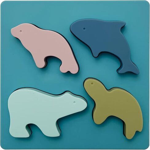 NCVI Baby Animal Puzzles 12-18 Months+, Soft Silicone Toddler Puzzles Ages 1-2, Montessori Toys Cultivate Babies' Ability to Learn Grip and Hand-Eye Coordination, Food-Grade Silicone BPA Free, Blue in Saudi Arabia