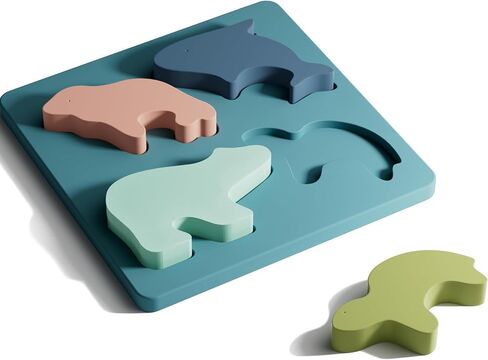 NCVI Baby Animal Puzzles 12-18 Months+, Soft Silicone Toddler Puzzles Ages 1-2, Montessori Toys Cultivate Babies' Ability to Learn Grip and Hand-Eye Coordination, Food-Grade Silicone BPA Free, Blue in Saudi Arabia