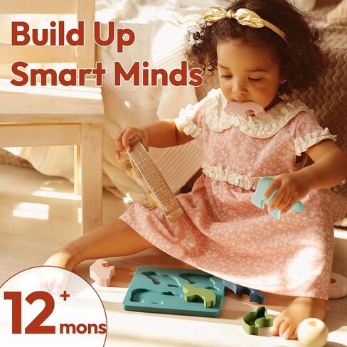 NCVI Baby Animal Puzzles 12-18 Months+, Soft Silicone Toddler Puzzles Ages 1-2, Montessori Toys Cultivate Babies' Ability to Learn Grip and Hand-Eye Coordination, Food-Grade Silicone BPA Free, Blue in Saudi Arabia