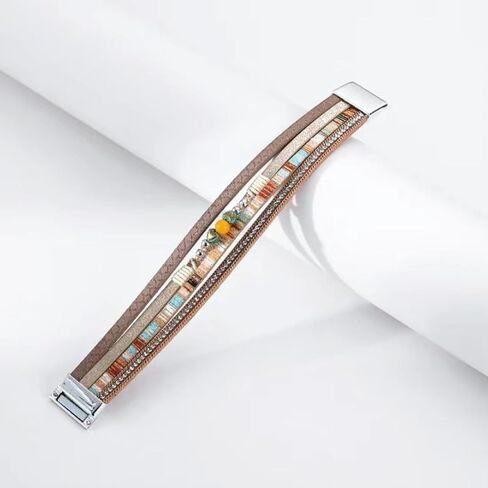 KunBead Leather Wrap Bracelets for Women Handmade Braided Boho Multi-Layer Bracelet Wristband Cuff Bangle Birthday Jewelry in Kuwait