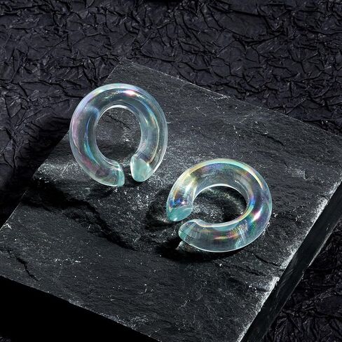 Ear Weights Glass Ear Heavy Earring Hangers Ear Hoop Plugs Ear Tapers Ear Expander Stretcher Body Piercing Jewelry for Men Women 2G 0G 00G Clear Blue Black Yellow in Kuwait