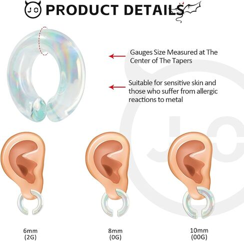 Ear Weights Glass Ear Heavy Earring Hangers Ear Hoop Plugs Ear Tapers Ear Expander Stretcher Body Piercing Jewelry for Men Women 2G 0G 00G Clear Blue Black Yellow in Kuwait