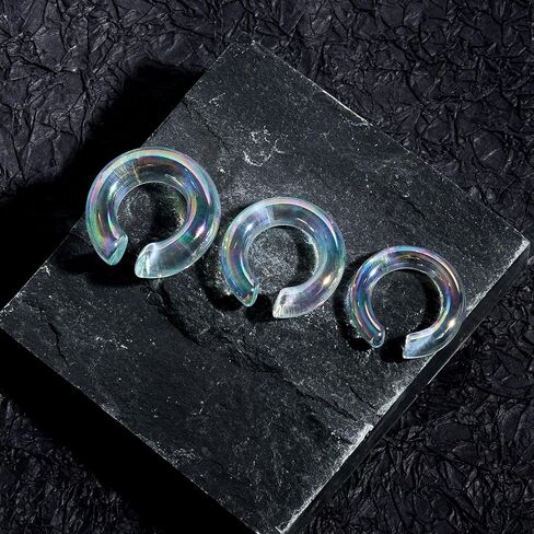 Ear Weights Glass Ear Heavy Earring Hangers Ear Hoop Plugs Ear Tapers Ear Expander Stretcher Body Piercing Jewelry for Men Women 2G 0G 00G Clear Blue Black Yellow in Kuwait