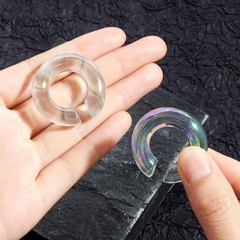 Ear Weights Glass Ear Heavy Earring Hangers Ear Hoop Plugs Ear Tapers Ear Expander Stretcher Body Piercing Jewelry for Men Women 2G 0G 00G Clear Blue Black Yellow in Kuwait