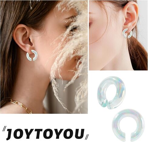 Ear Weights Glass Ear Heavy Earring Hangers Ear Hoop Plugs Ear Tapers Ear Expander Stretcher Body Piercing Jewelry for Men Women 2G 0G 00G Clear Blue Black Yellow in Kuwait