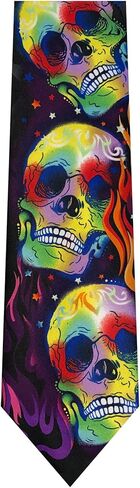 جيري جارسيا للرجال سعيد الهالوين الطاعون كيان الجماجم الفلورسنت نجوم اللهب عمل فني مخدر رابطة عنق طويلة جدًا in Kuwait