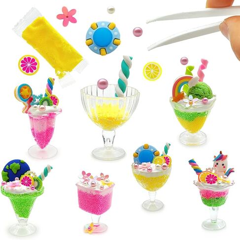 DIY Mini Cream Foods Toy Making Material Kit Kitchen Pretend Play Food Set for Kids Age 8+ Make Your Food (Dessert Bubble Tea Set) in Kuwait
