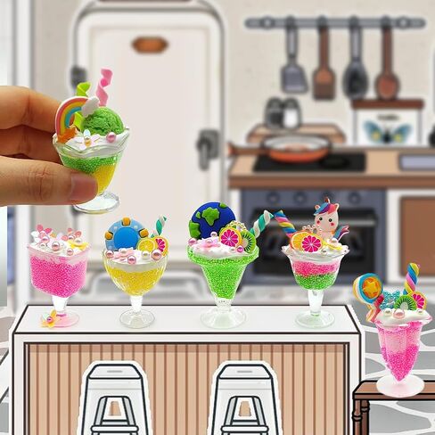 DIY Mini Cream Foods Toy Making Material Kit Kitchen Pretend Play Food Set for Kids Age 8+ Make Your Food (Dessert Bubble Tea Set) in Kuwait