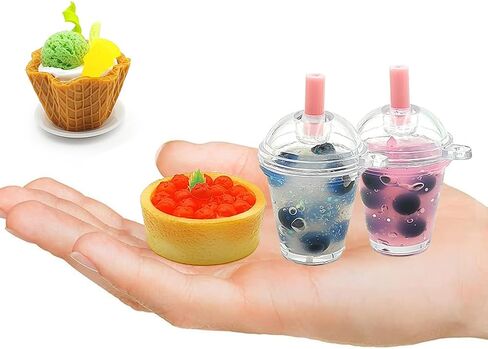 DIY Mini Cream Foods Toy Making Material Kit Kitchen Pretend Play Food Set for Kids Age 8+ Make Your Food (Dessert Bubble Tea Set) in Kuwait