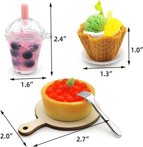 DIY Mini Cream Foods Toy Making Material Kit Kitchen Pretend Play Food Set for Kids Age 8+ Make Your Food (Dessert Bubble Tea Set) in Kuwait