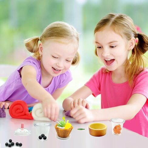 DIY Mini Cream Foods Toy Making Material Kit Kitchen Pretend Play Food Set for Kids Age 8+ Make Your Food (Dessert Bubble Tea Set) in Kuwait