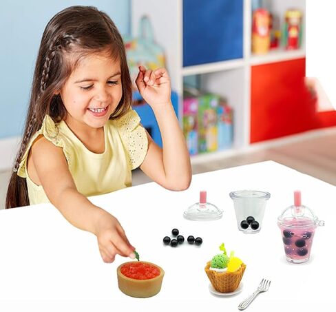 DIY Mini Cream Foods Toy Making Material Kit Kitchen Pretend Play Food Set for Kids Age 8+ Make Your Food (Dessert Bubble Tea Set) in Kuwait