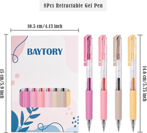 BAYTORY 8Pcs Gel Pens Colored, Assorted Colors, Pastel Pens, Fine Point 0.5 mm, Retractable Quick Dry Ink Pen, Smooth Writing for Office School Supplies (Pink Series) in Kuwait