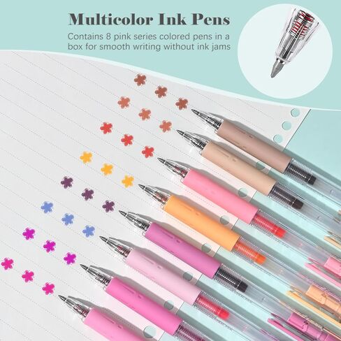 BAYTORY 8Pcs Gel Pens Colored, Assorted Colors, Pastel Pens, Fine Point 0.5 mm, Retractable Quick Dry Ink Pen, Smooth Writing for Office School Supplies (Pink Series) in Kuwait