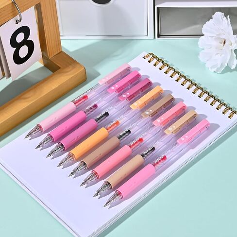 BAYTORY 8Pcs Gel Pens Colored, Assorted Colors, Pastel Pens, Fine Point 0.5 mm, Retractable Quick Dry Ink Pen, Smooth Writing for Office School Supplies (Pink Series) in Kuwait
