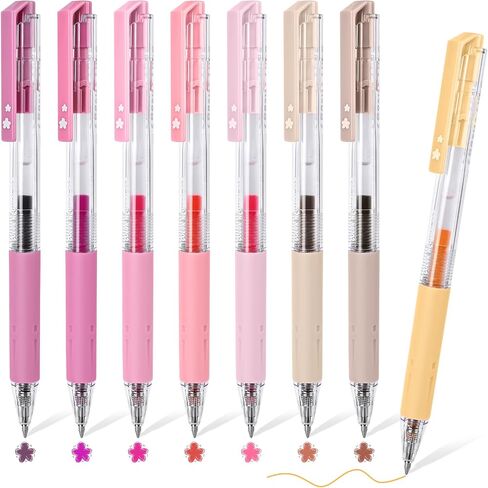 BAYTORY 8Pcs Gel Pens Colored, Assorted Colors, Pastel Pens, Fine Point 0.5 mm, Retractable Quick Dry Ink Pen, Smooth Writing for Office School Supplies (Pink Series) in Kuwait