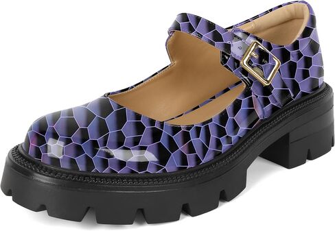 Eldof Women's Mary Jane Shoes Platform Lug Sole Low Heel Chunky Pumps Round Toe Ankle Strap Oxfords Dress Shoes for Uniform Graduation School Work 2 Inches in Saudi Arabia