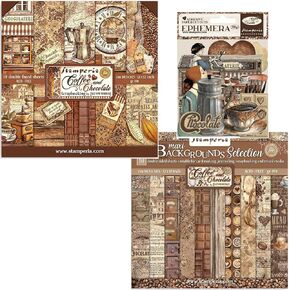 قهوة ستامبيريا وشوكولاتة من كريستينا رادوفان - حزمة جامعي المصممين مع وسادة ورقية مصممة مقاس 12 × 12، ووسادة ورق خلفية ماكسي مقاس 12 × 12 وأشياء زائلة in Kuwait