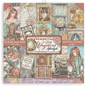 Stamperia International Lady Vagabond Lifestyle Double Sided 6"x6" Paper Pad 10 Sheets - Scrapbook Paper Pack